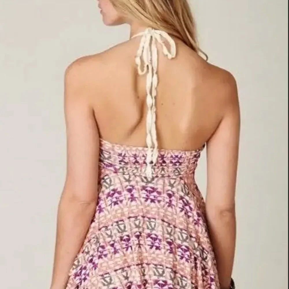 Free People Asymmetrical , Tiered Babydoll Halter Top